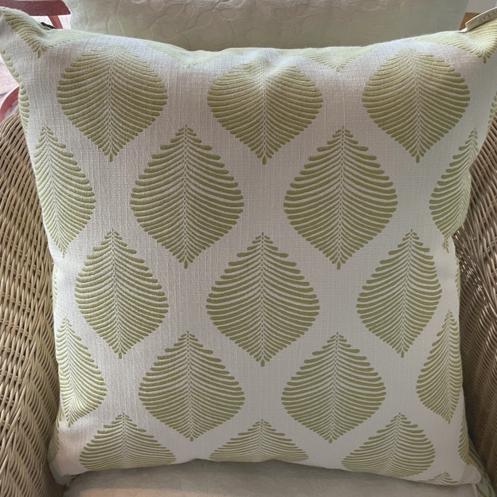 D.V. Kap Elegant 18x18 Green Embroidered Accent Pillow